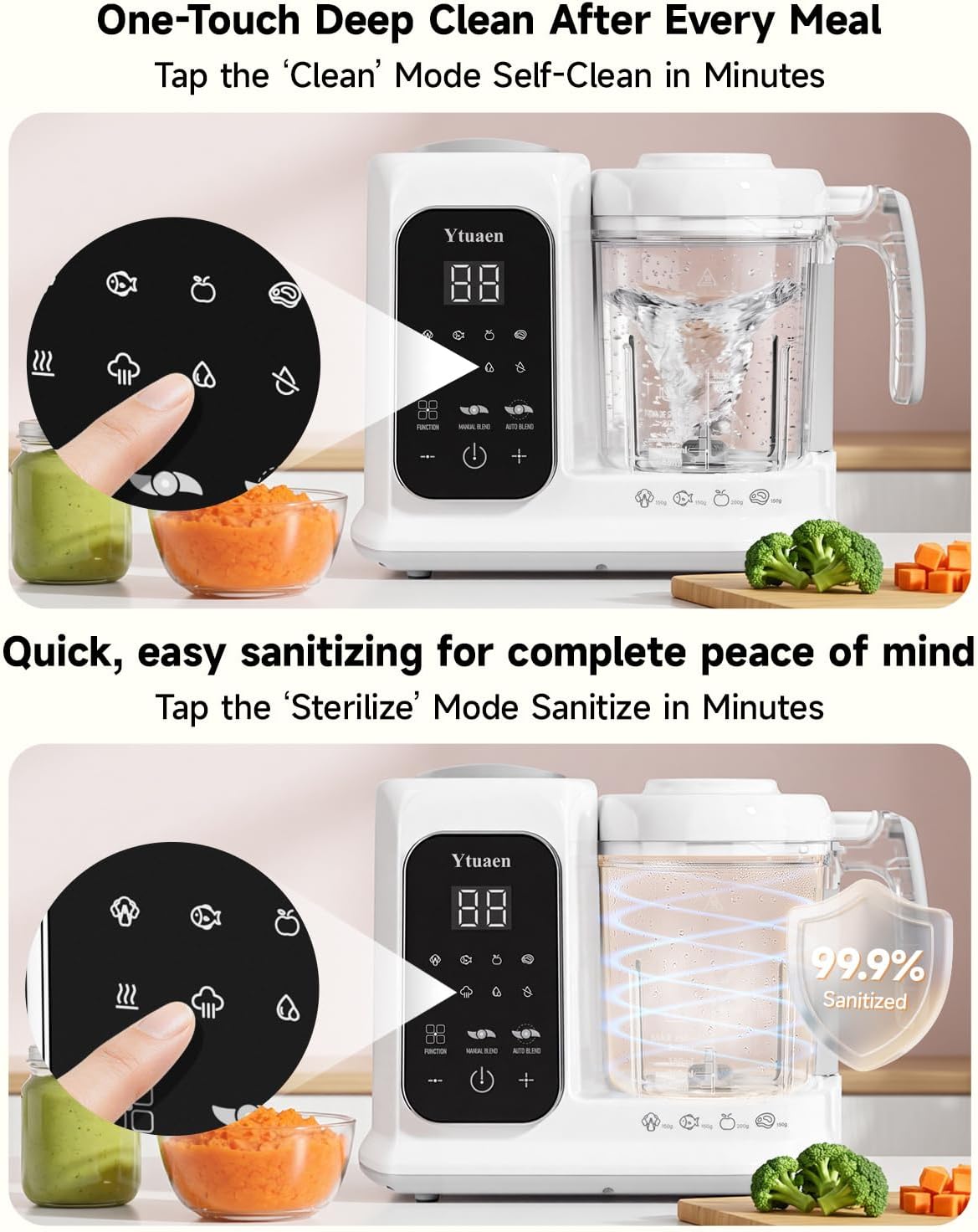 Baby Food Maker with Steam Basket, One-Touch Cooking, Blending and Self-Cleaning
