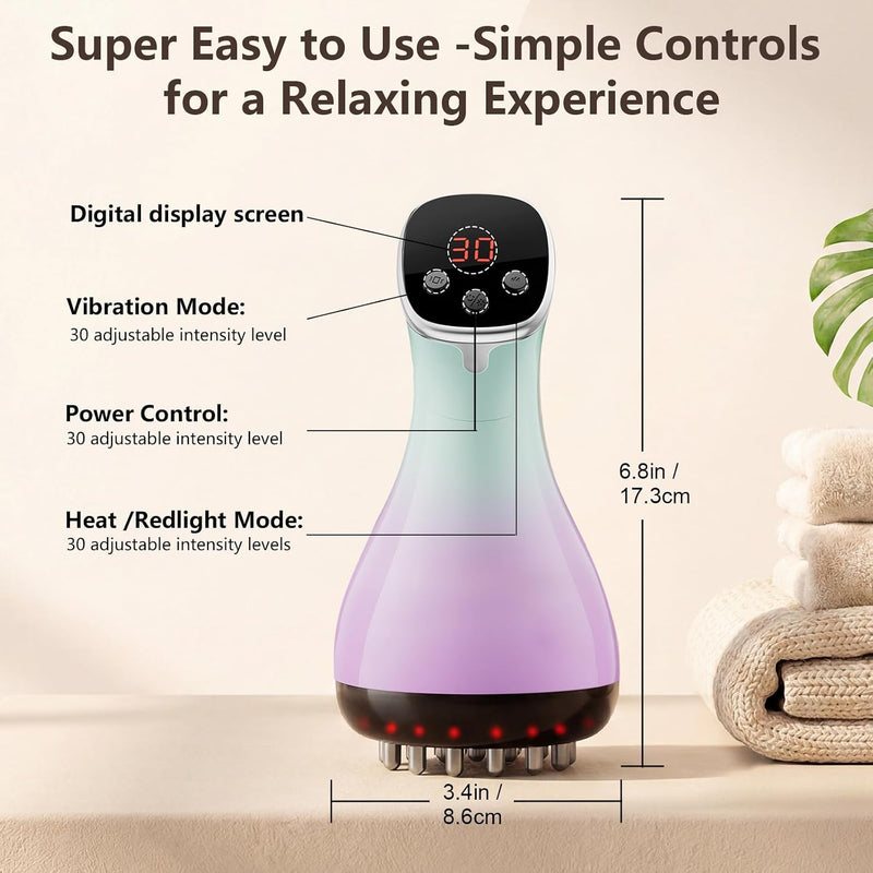 Cordless Lymphatic Massage Tool with Heat, Red Light, Vibration & Pulse for Full Body Care