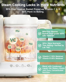 Baby Food Maker with Steam Basket, One-Touch Cooking, Blending and Self-Cleaning