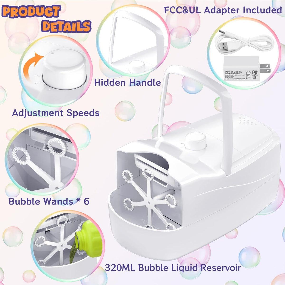 ubble Machine for Kids, High Output Bubble Maker Blower for Parties, Blue