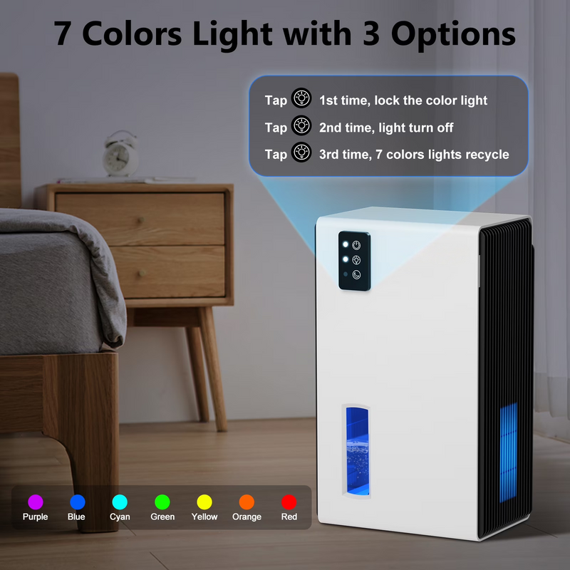 Dehumidifier for Home, 95 OZ Water Tank, (1000 sq.ft) Dehumidifiers for Bathroom Bedroom Basement with Auto Shut Off,7 Colors LED Light