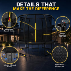 Outdoor Trampoline with Enclosure Net, ASTM & CPSIA Certified Heavy-Duty Backyard Trampoline for Kids