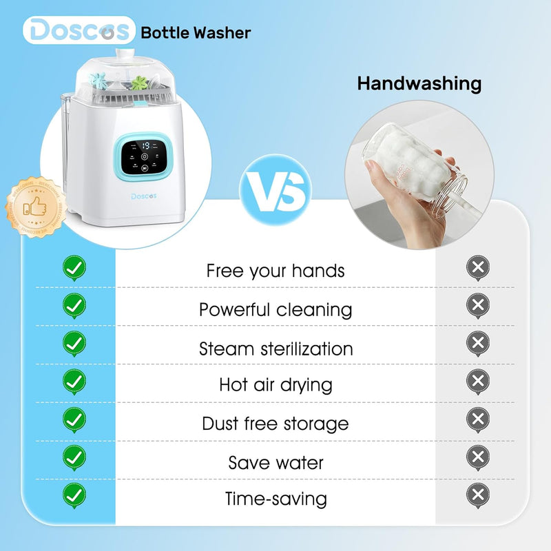 4-in-1 Baby Bottle Washer, Steam Sterilizer & Dryer with 60 Cleaning Tablets – 11 Modes