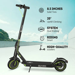 350W Foldable Electric Scooter for Adults with Smart App, 19 MPH Max Speed, 18–21 Mile Range and 8.5" Solid Tires