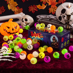 72-Count Glow-in-the-Dark Halloween Bouncy Balls, 1.18 in Rubber Party Favors, 6 Designs