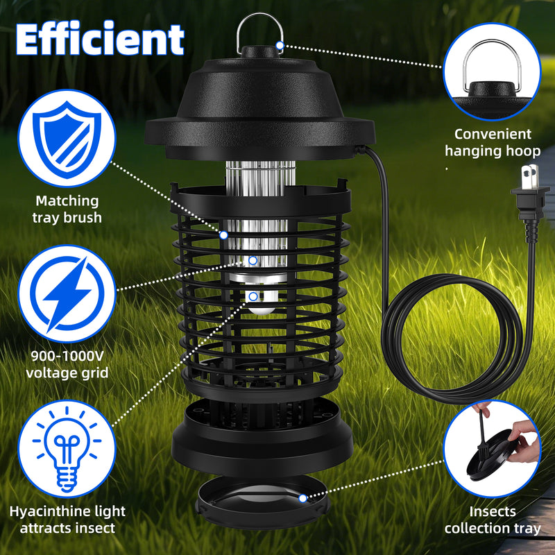 Bug Zapper, Mosquito Zapper, Fly Trap Mosquito Lamp, Effective bug control-4000 SqFt Coverage-1000V power grid-ABS Plastic-Easy to clean, Mosquito And Fly Trap For Home, 2 Prong Plug, Gifts For Family And Friends