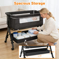 Baby Bassinet Sleeper, Adjustable Baby Crib for Baby, Rocking Bassinets Bedside Sleeper, Easy to Fold Portable Crib Side Bassinet with Breathable Mesh and Wheels