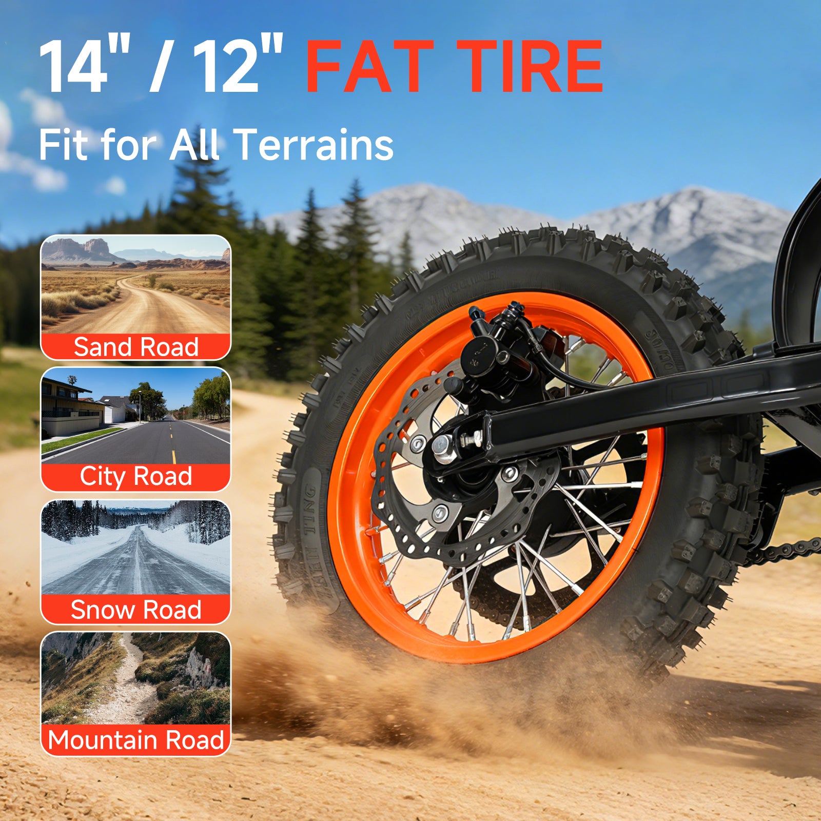 4500W 60V Electric Dirt Bike for Adults with 28.8Ah Battery, Full Suspension and 14"/12" Off-Road Tires