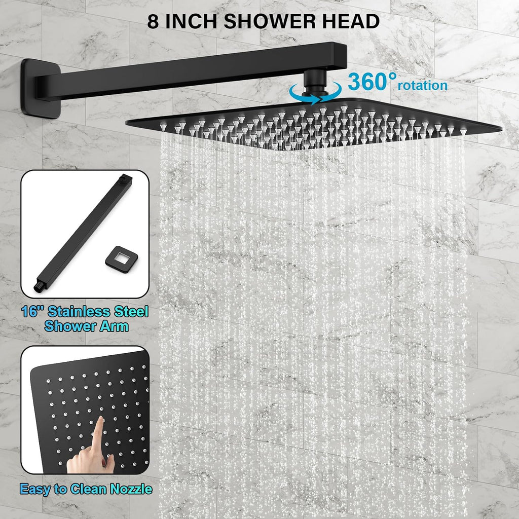 Rainfall Shower System with Handheld Shower Head Pressure Balance Valve and Metal Trim Kit
