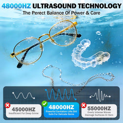 Raugbeyvo 48kHz Ultrasonic Jewelry Cleaner with UV Light and 3 Modes, 400mL