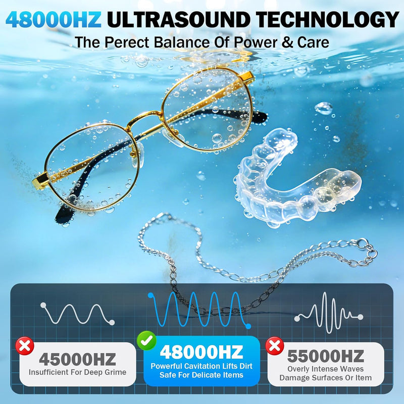 Raugbeyvo 48kHz Ultrasonic Jewelry Cleaner with UV Light and 3 Modes, 400mL