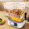 Cordless Personal Meal Warmer with Timer, 1.5L Stainless Steel Container - White
