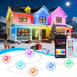 100' Permanent Outdoor RGBIC Eave Lights with 72 LEDs, App and Remote Control, IP67 Waterproof