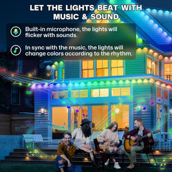 100' Permanent Outdoor RGBIC Eave Lights with 72 LEDs, App and Remote Control, IP67 Waterproof