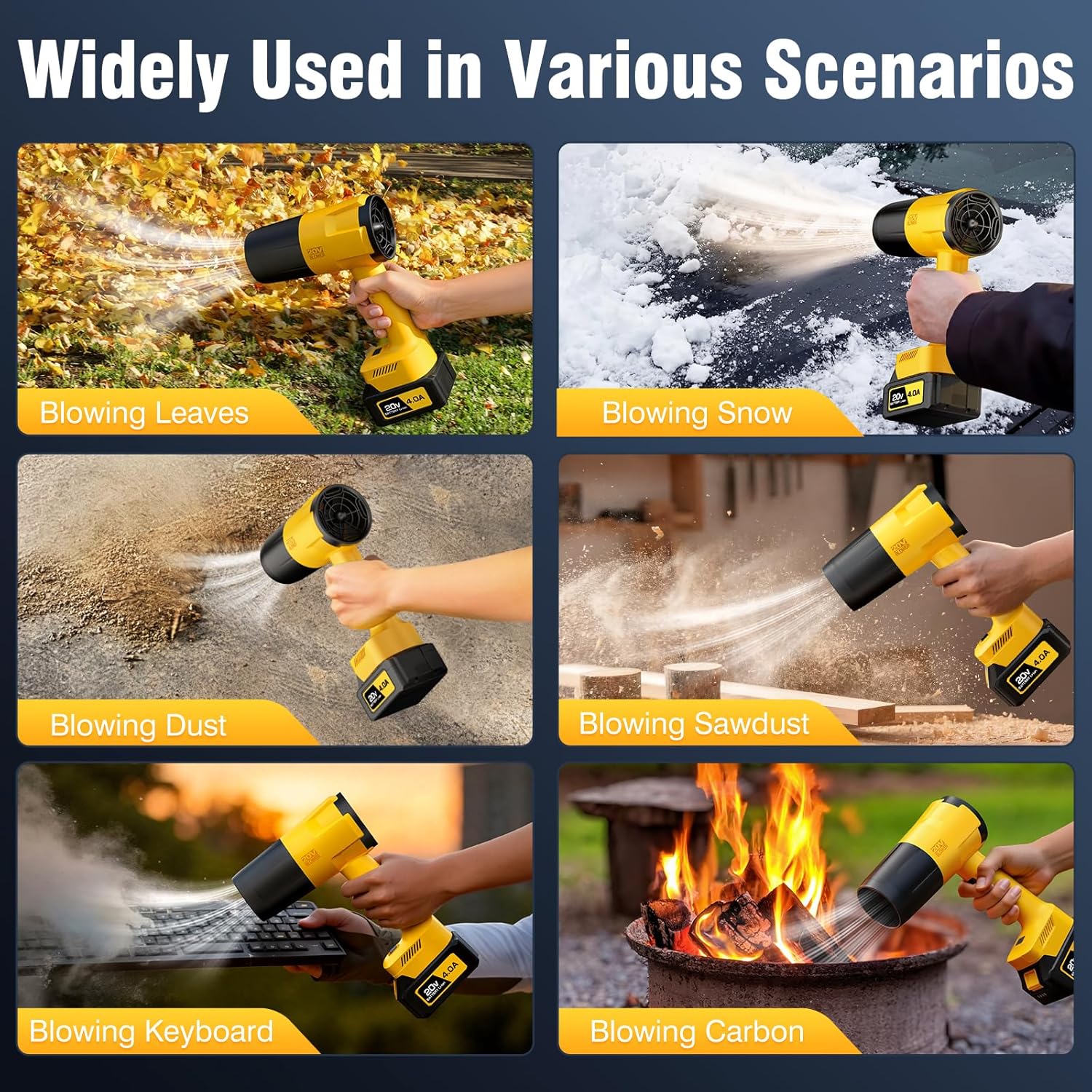 Cordless Handheld Leaf Blower with Dual Batteries, Variable Speed and Turbo Mode