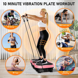 Vibration Plate Exercise Machine with 130 Speeds, Bluetooth, Remote and Resistance Bands