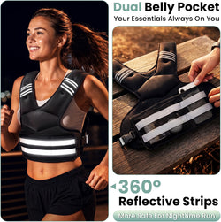 Adjustable Weighted Vest 11-18 lb with 6 Removable Weights, Reflective Stripes & Pockets