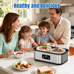Yogurt Maker with Two Containers, Yogurt Maker Machine with Adjustable Temperature & Time Control, Automatic Shut-Off & Constant Temper for Homemade Probiotic Yogurt, Promoting Gut Health