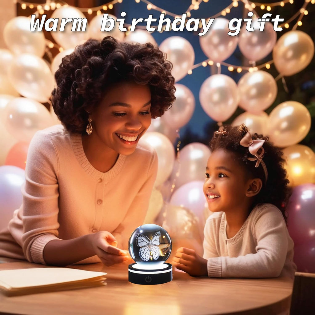 3D Crystal Butterfly Night Light with 16 Colors and 6 Lighting Modes, USB-C Touch Lamp, Gift for Women