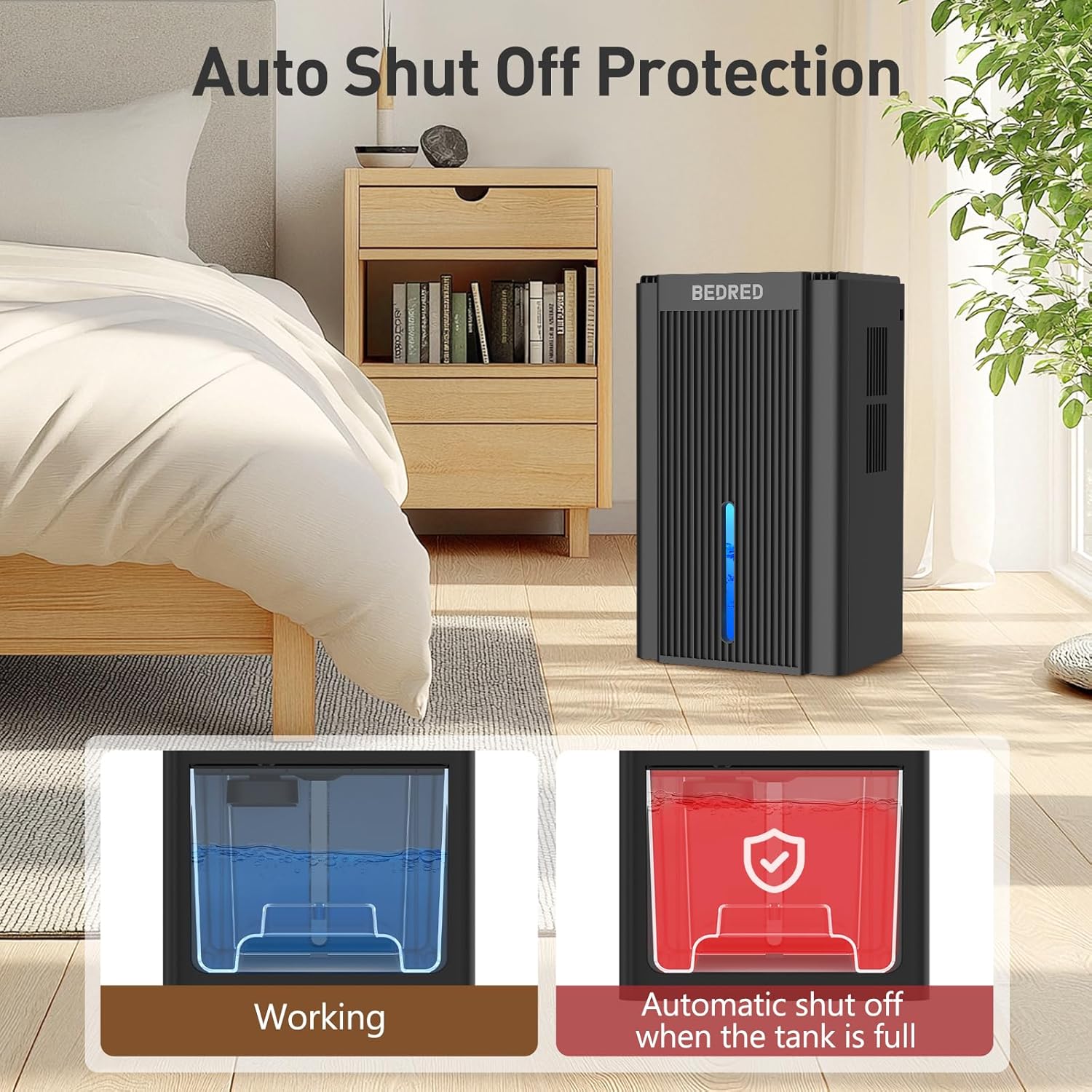Portable Dehumidifier for Bedroom, Bathroom and Closet with Quiet Operation and Auto Shutoff