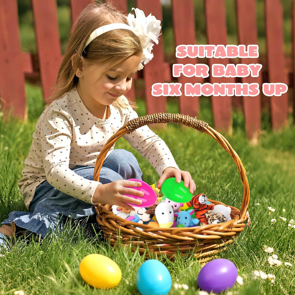 24-Count Prefilled Easter Eggs with Plush Animal Finger Puppets, Easter Basket Stuffers and Egg Hunt Party Favors