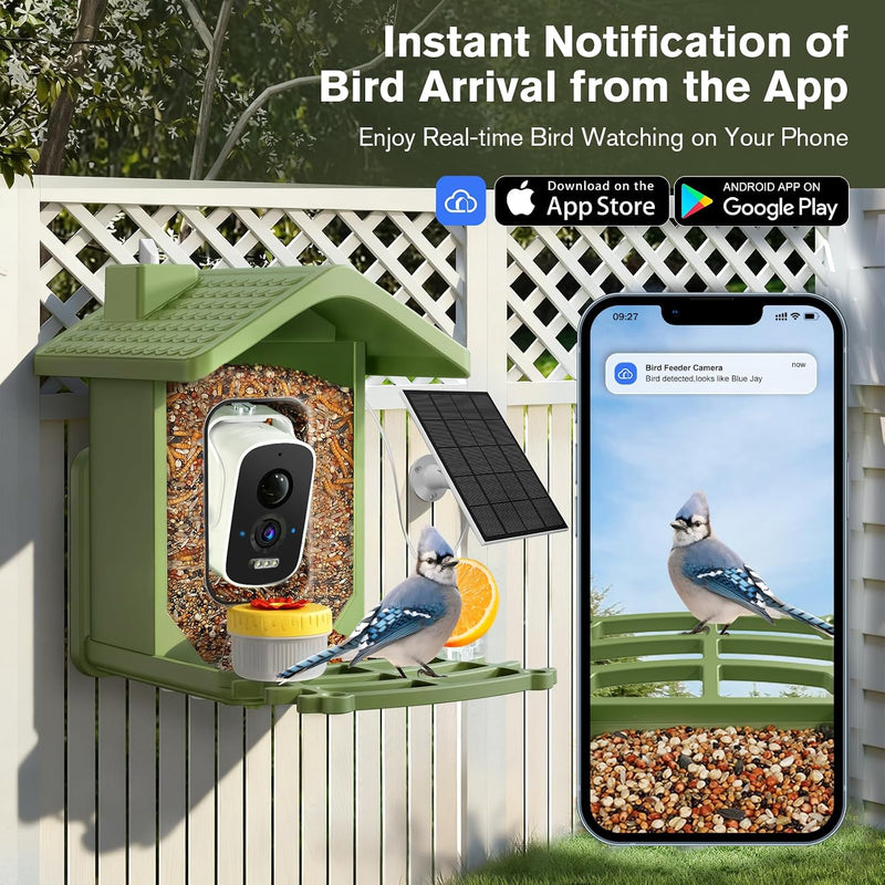 Solar Smart Bird Feeder with Camera, AI Bird Recognition and App Alerts