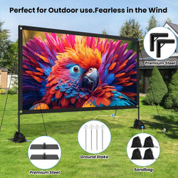 120inch Projector Screen with Stand: Portable Projector Screen Outdoor