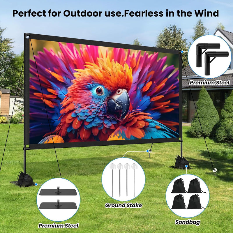 120inch Projector Screen with Stand: Portable Projector Screen Outdoor