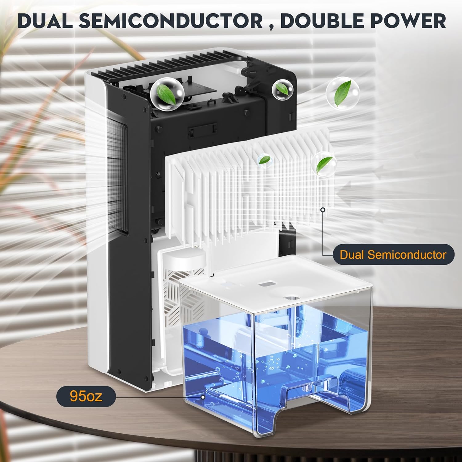 DARKIRON Dehumidifier for Home, 1000 Sq Ft, 95 Oz Tank, Sleep Mode, Auto Shut-Off, Black