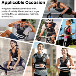 Adjustable Weighted Vest 11-18 lb with 6 Removable Weights, Reflective Stripes & Pockets