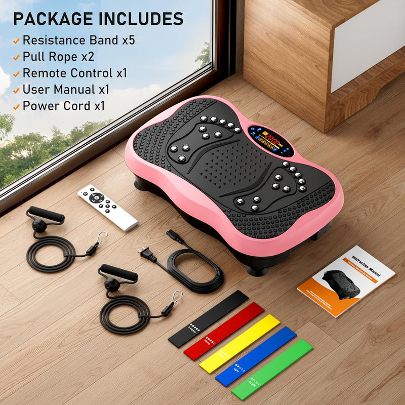Vibration Plate Exercise Machine with 130 Speeds, Bluetooth, Remote and Resistance Bands