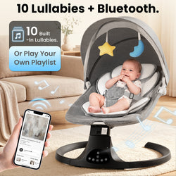 Baby Electric Bassinet, Baby Rocker, 5 Speed And 10 Lullabies, Baby Bouncer,Adapter And Battery Powered, For Indoor And Outdoor Use, Remote Control