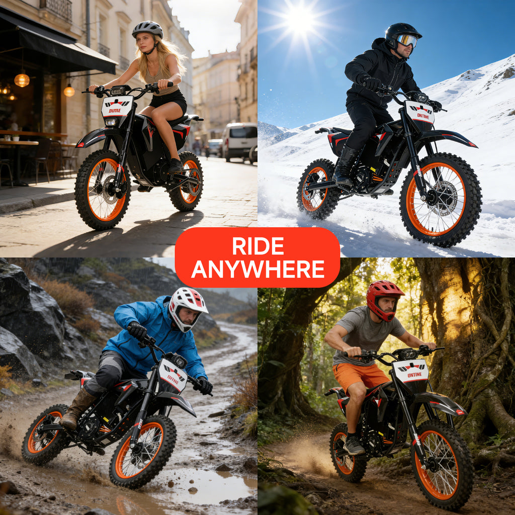 4500W 60V Electric Dirt Bike for Adults with 28.8Ah Battery, Full Suspension and 14"/12" Off-Road Tires