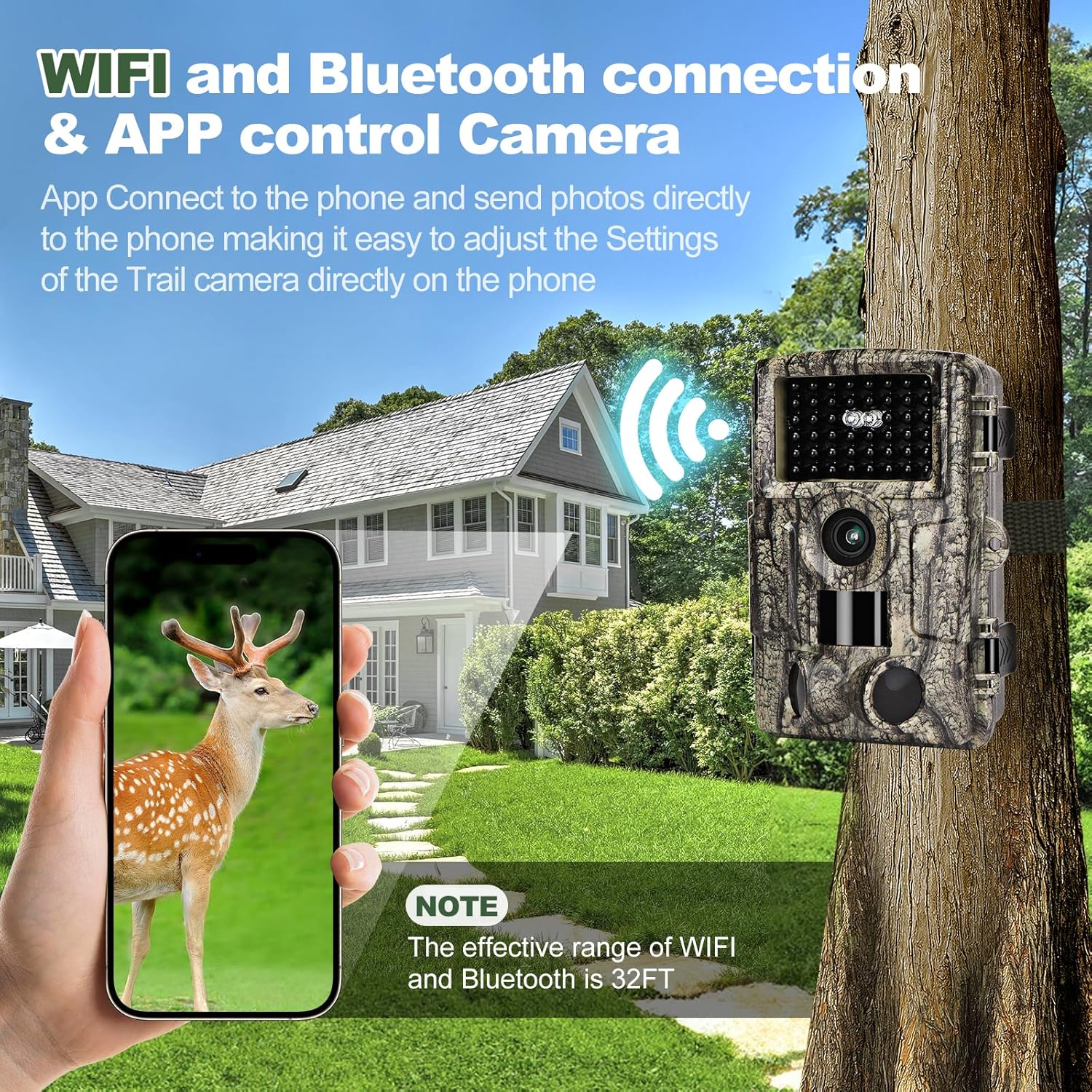 MRSCRET 4K 60MP WiFi Trail Camera,Game Cameras with Night Vision Motion Activated Waterproof,Suitable for Outdoor Wildlife Detection, Monitoring Home Security