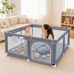 Soft-Padded Baby Playpen With Mat, Sturdy And Safe Playpen With Soft, Breathable Mesh Fabric, Suitable For Indoor And Outdoor Use, Portable And Removable Baby Playpen, Suitable For Infants And Toddlers, Essential For Babies.