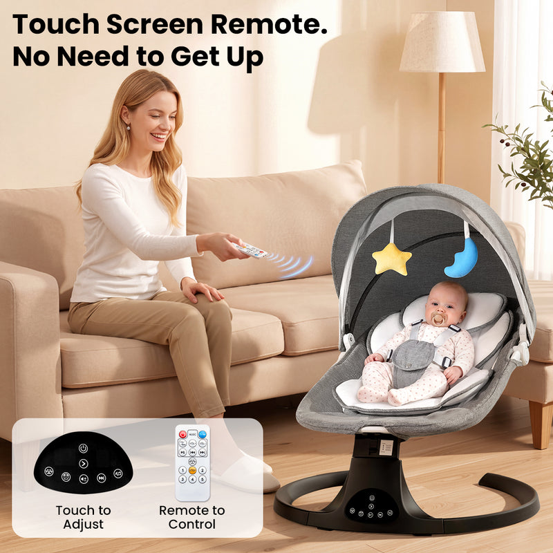 Baby Electric Bassinet, Baby Rocker, 5 Speed And 10 Lullabies, Baby Bouncer,Adapter And Battery Powered, For Indoor And Outdoor Use, Remote Control