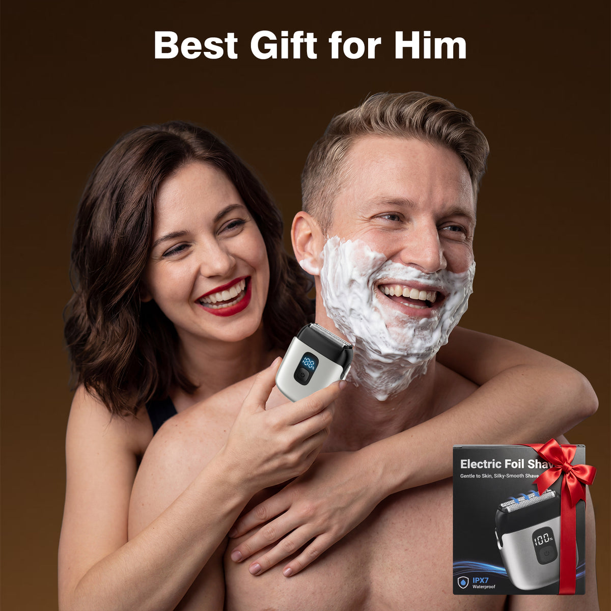 Mini Electric Foil Shaver with LED Display, Wet/Dry IPX7 Waterproof, USB-C Rechargeable - Black