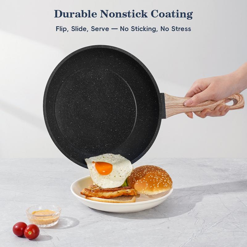 SODAY 12pcs Pots and Pans Set Non Stick Kitchen Cookware Sets Induction Cookware Nonstick Granite Cooking Set with Frying Pans, Saucepans