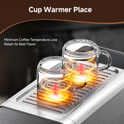 Espresso Machine 20 Bar, Compact Espresso Maker, Stainless Steel Expresso Coffee Machines with Steam Milk Frother & 34oz Removable Water Tank for Home Latte, Cappuccino, Silver