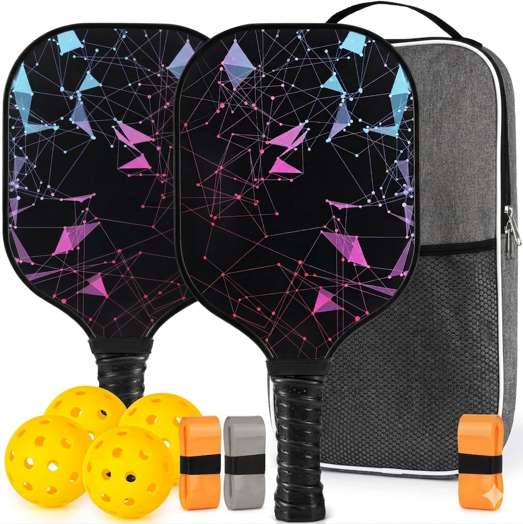 Pickleball Paddles, USAPA Approved Fiberglass Surface Pickleball Set with Pickleball Rackets, Pickleball Paddles Set for Men Women