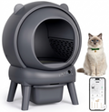 Automatic Litter Box for Multiple Cats, Large Capacity Self Cleaning Litter Box with App Control, Odor & Noise Control, Dual Safety Sensors, Easy Maintenance with 2 Roll Garbage Bags, Gray