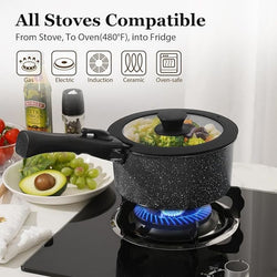 15 Pcs Pots and Pans Set Non Stick, Cookware Sets with Detachable Handle, Nonstick RV Kitchen Cooking Tools Removable Handles, Oven Safe, Induction Fast, Stackable Induction Cookware, White