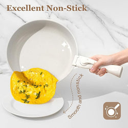 15 Pcs Pots and Pans Set Non Stick, Cookware Sets with Detachable Handle, Nonstick RV Kitchen Cooking Tools Removable Handles, Oven Safe, Induction Fast, Stackable Induction Cookware, White