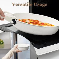 15 Pcs Pots and Pans Set Non Stick, Cookware Sets with Detachable Handle, Nonstick RV Kitchen Cooking Tools Removable Handles, Oven Safe, Induction Fast, Stackable Induction Cookware, White