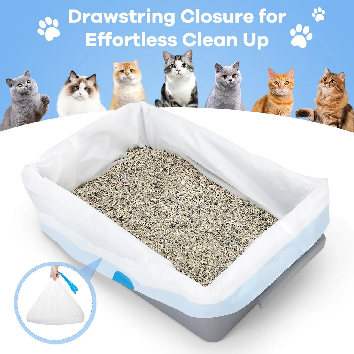 Heavy-Duty Drawstring Litter Tray Liners