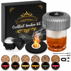 Cocktail Smoker Kit w/ Torch & 6 Wood Chip Flavors for Whiskey & Bourbon