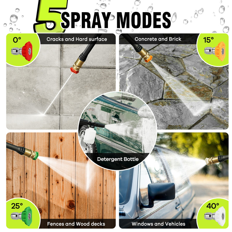 Pressure Washer, Power Washer with 4 Nozzles and Foam Cannon, High Pressure Cleaning Machine for Cars, Driveways, Fences, Patios, Home Cleaning