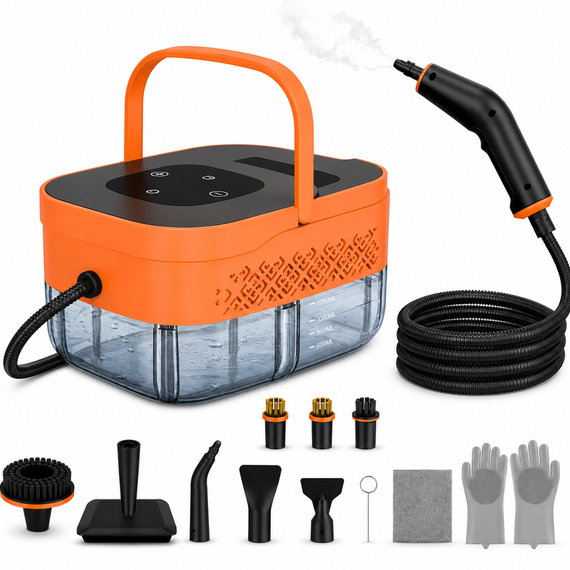 Steam Cleaner, Portable Steamer for Cleaning with 16pcs Accessories, 6-Level Adjustable and 15s Heat-Up, Handheld Steam Cleaner for Home, Tile, Dirt, Grout, Grease, Car Detailing